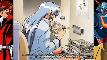Screenshot von Roboter-Anime „Geppy-X“ im Stil der 70er