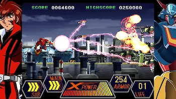 Screenshot von Roboter-Anime „Geppy-X“ im Stil der 70er
